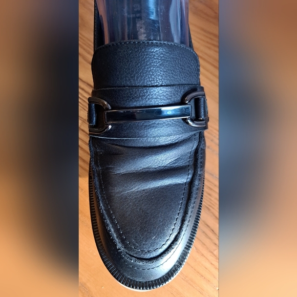 NWOT Aquatalia Feliciana Black Smooth Leather Chunky Preppy Loafer Shoe SZ 6.5 - Picture 7 of 10